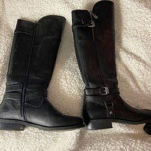 Black leather boots